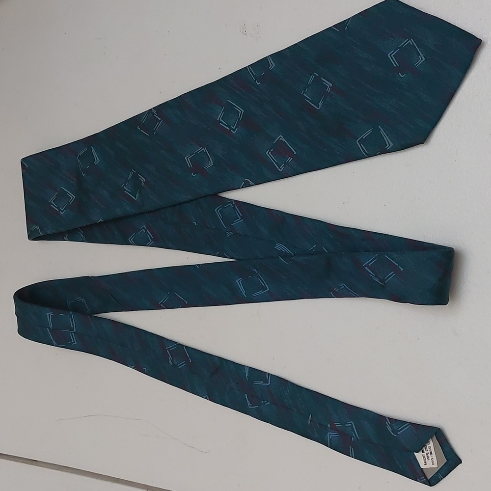 Vintage Mario Valentino Abstract Print Multicolor Silk Tie Mens Necktie USA Made
